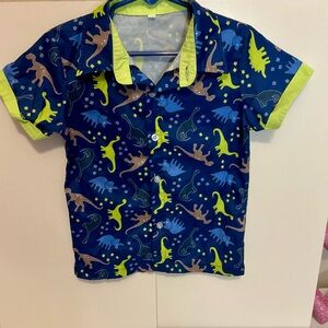 Boys Dinosaur Print Button-Up Shirt